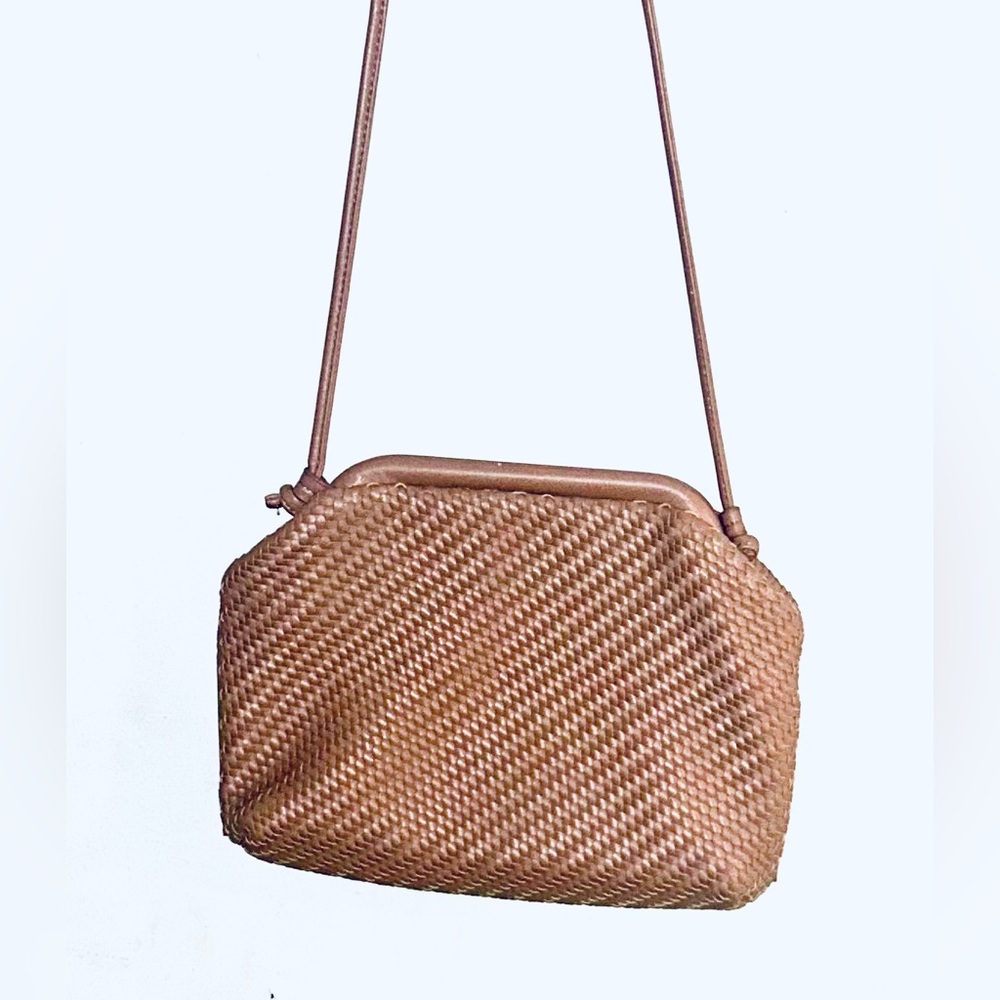 Madison West Tan Crossbody Bag with Textured Design